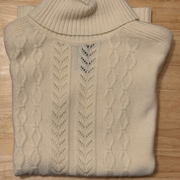 Motto Womens Short Sleeve Turtleneck‎ Sweater Medium Cream Knit QVC - Picture 8 of 8